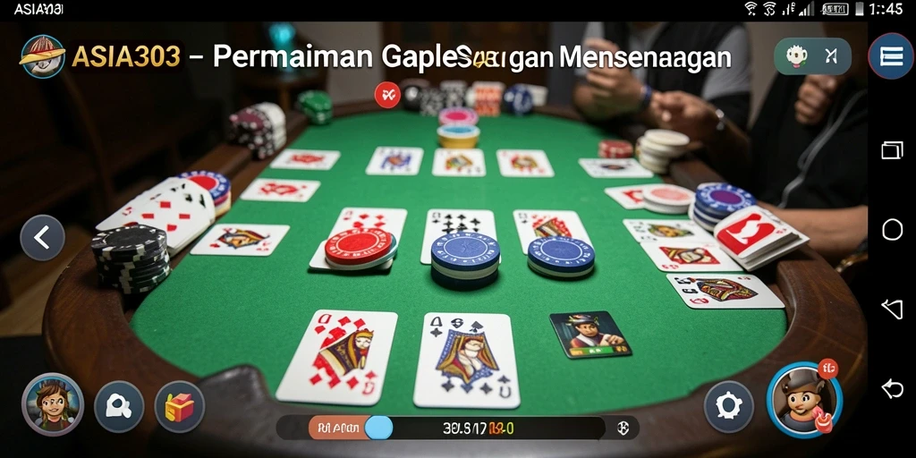 Screenshot utama ASIA303 menampilkan permainan Gaple yang seru.