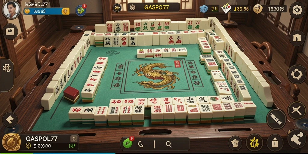 Tampilan gameplay seru dalam <strong>GASPOL77</strong>, menampilkan papan Mahjong yang menantang.