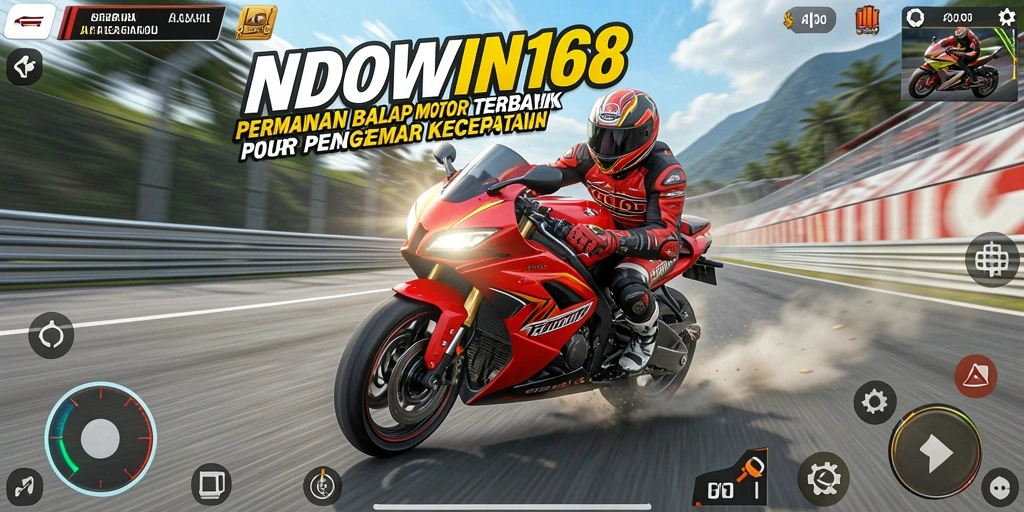 Tampilan gameplay INDOWIN168 yang mendebarkan dalam balapan motor.