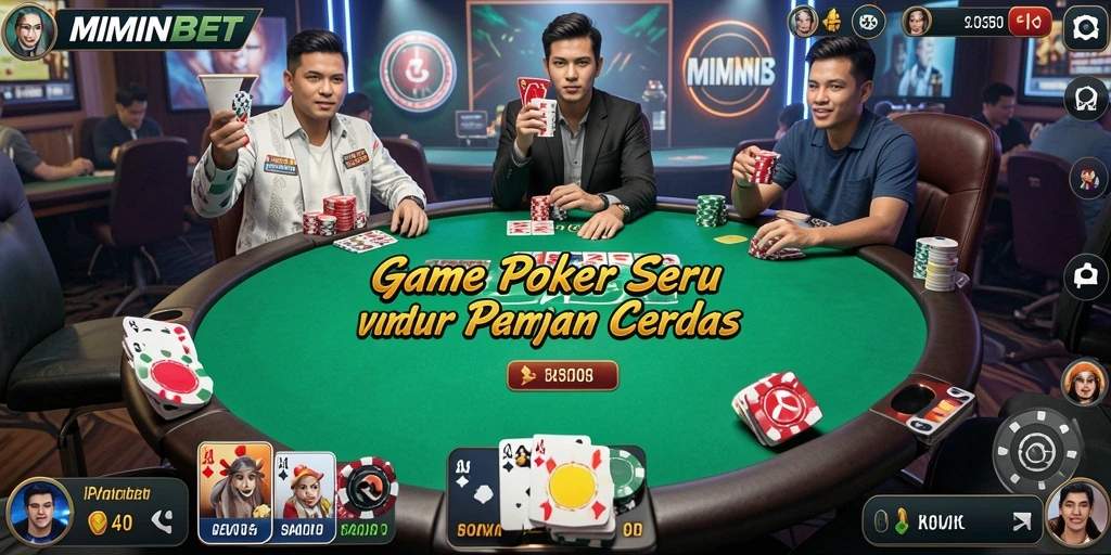 Tampilan gameplay poker MIMINBET yang seru dan menegangkan.