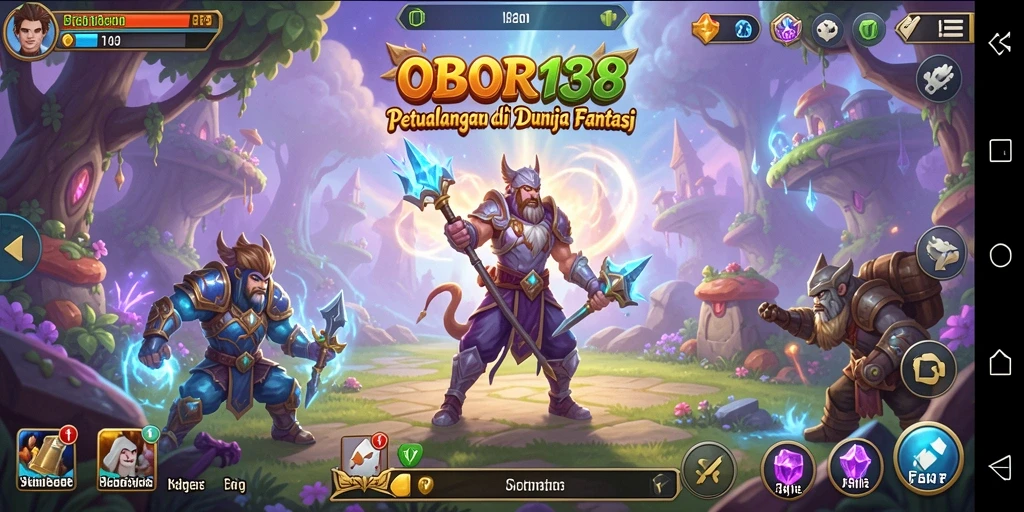 Screenshot gameplay OBOR138 menunjukkan momen petualangan seru di dunia fantasi.
