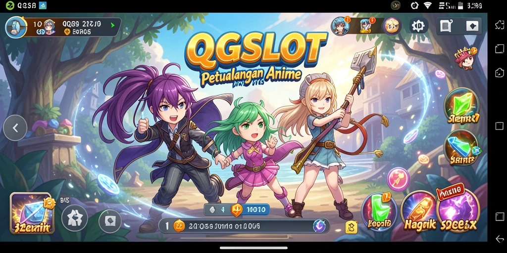 Tampilan gameplay <strong>QQSLOT</strong> yang penuh warna dan dinamis.