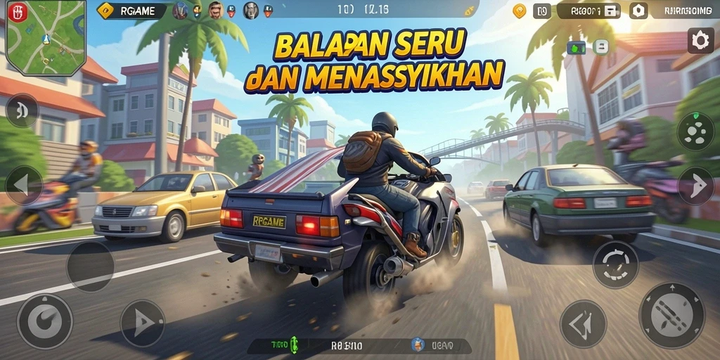Tampilan balapan mendebarkan dalam RPGAME dengan grafis luar biasa.