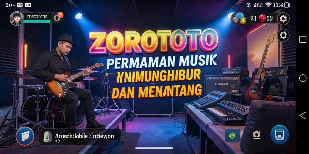 Tampilan gameplay ZOROTOTO dengan irama musik yang seru.